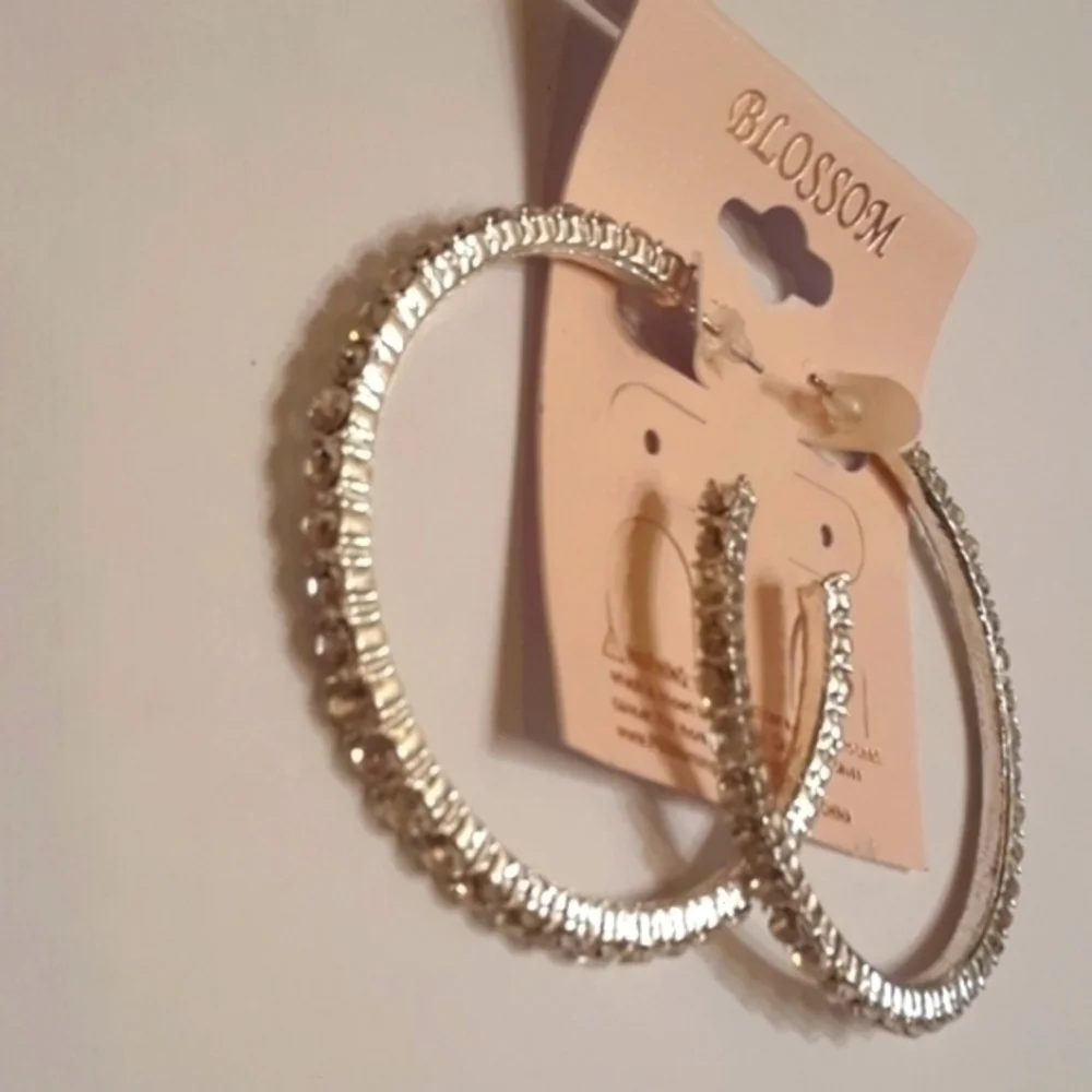Blossom Silver Tone CZ Trimmed Hoop Earrings